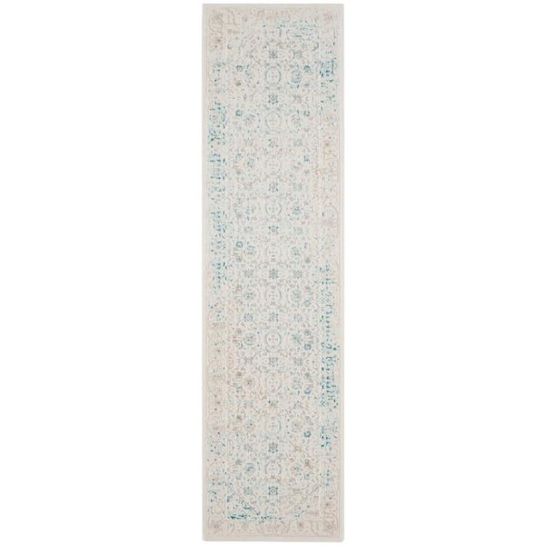 SAFAVIEH Passion Turquoise/Ivory 2 ft. x 8 ft. Border Runner Rug