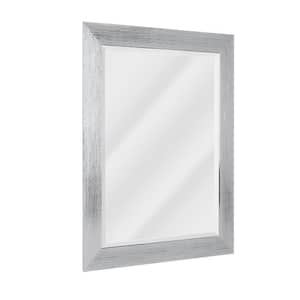 17 in. x 29 in. Chrome Textured Frame Accent Wall Mirror