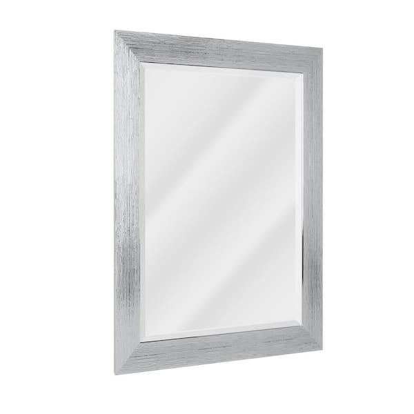 Head West 17 in. x 29 in. Chrome Textured Frame Accent Wall Mirror