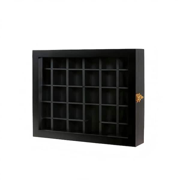 Black 12 in. x 15 in. Wood Shadow Box with 30 Compartments HDFD837BQ1 ...