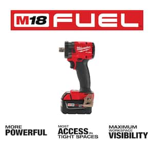 M18 FUEL 18V Lithium-Ion Brushless Cordless 1/2 in. Compact Impact Wrench with Pin Detent Kit with Resistant Batteries