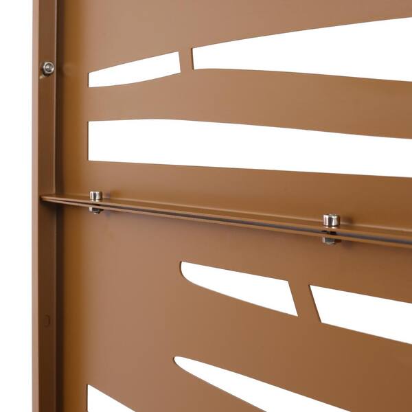 6.3 ft. H x 4 ft. W Brown Metal Outdoor Privacy Fence Decorative Screen Panel Freestanding Garden Fence Panels