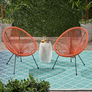 Ansor Black Metal Outdoor Patio Lounge Chair in Orange (2-Pack)