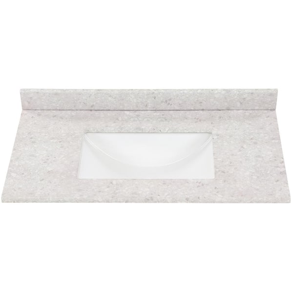 Home Decorators Collection 37 in. W x 22 in. D Engineered Stone Composite White Rectangular Single Sink Vanity Top in River Stone