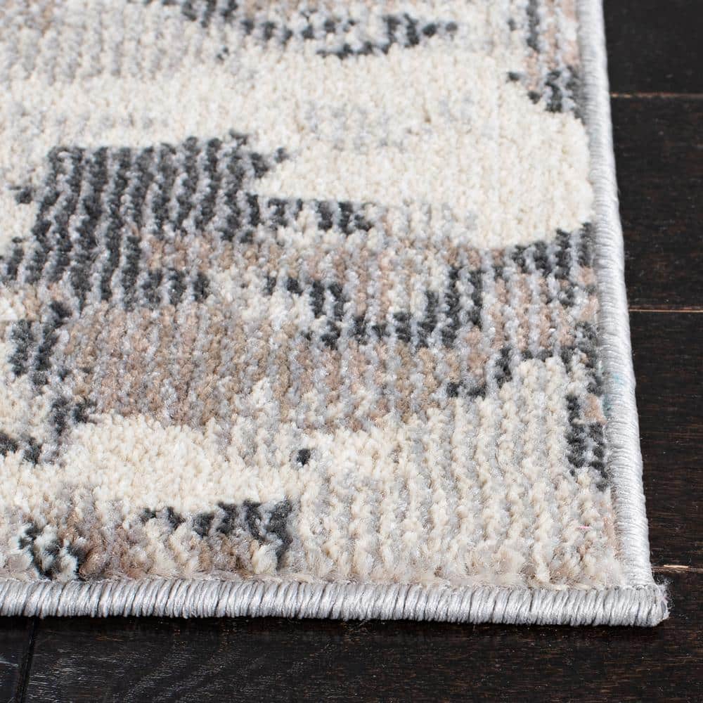 Chic Metro-Mod 2'2" x 4' Grey & Beige Synthetic Area Rug
