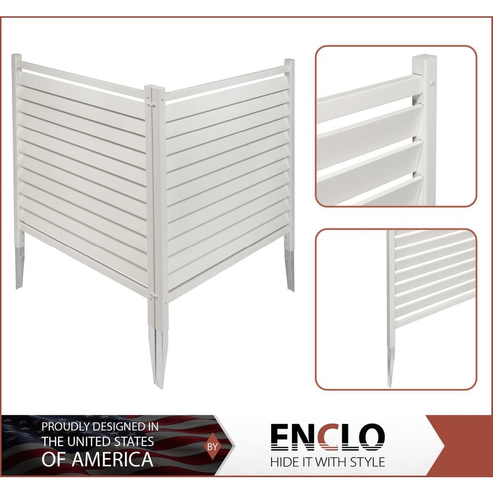 44in H x 36in W White Vinyl Louvered Privacy Screen Panels