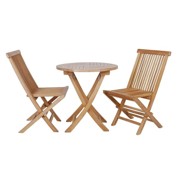 Yardgrace Teak Wood 3-Piece Folding Sets for Outdoor Living