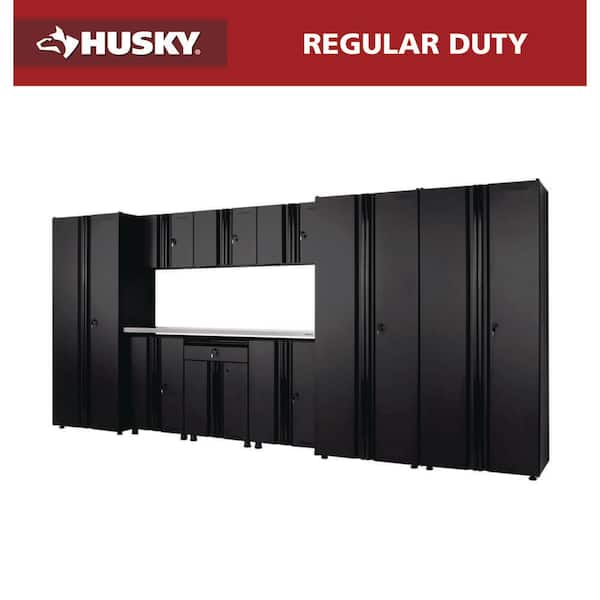 10-Piece Regular Duty Welded Steel Garage Storage System in Black (163.5 in. W x 75 in. H x 19.6 in. D)