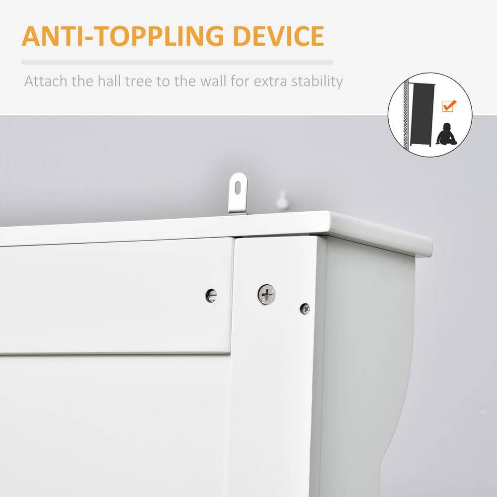 White Hall Tree with Storage Bench and Coat Rack
