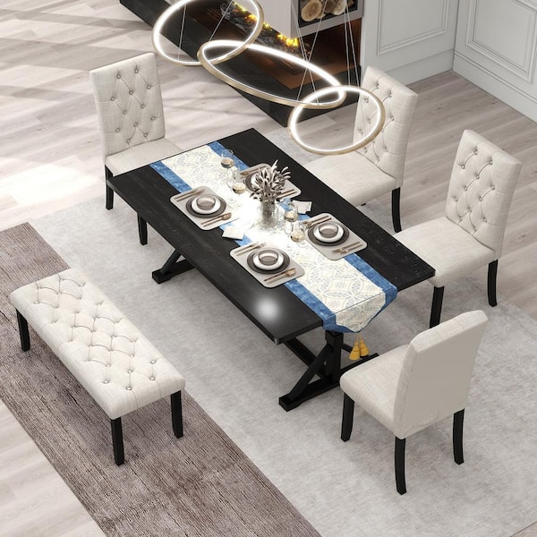 Harper & Bright Designs 6-Piece Espresso Rectangle MDF Top