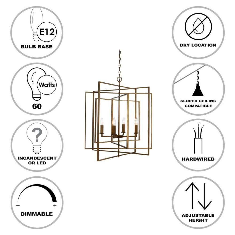 Antique Gold 26" Modern Indoor/Outdoor Pendant Light