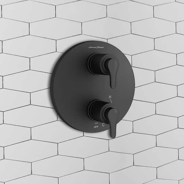 Studio S 2-Handle Wall Mount Diverter Valve Trim Kit in Matte Black (Valve Not Included)