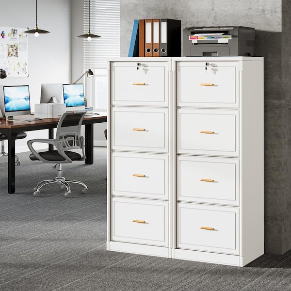 Cindy Tribesigns 4-Drawer White Wood 22.8 in. W Lateral Vertical File Cabinet Storage Home Office A4/Letter/Legal Size