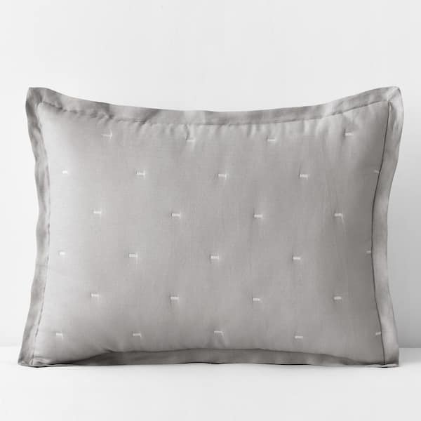 The Company Store Legends Hotel Reversible Relaxed White/Gray Linen King Sham