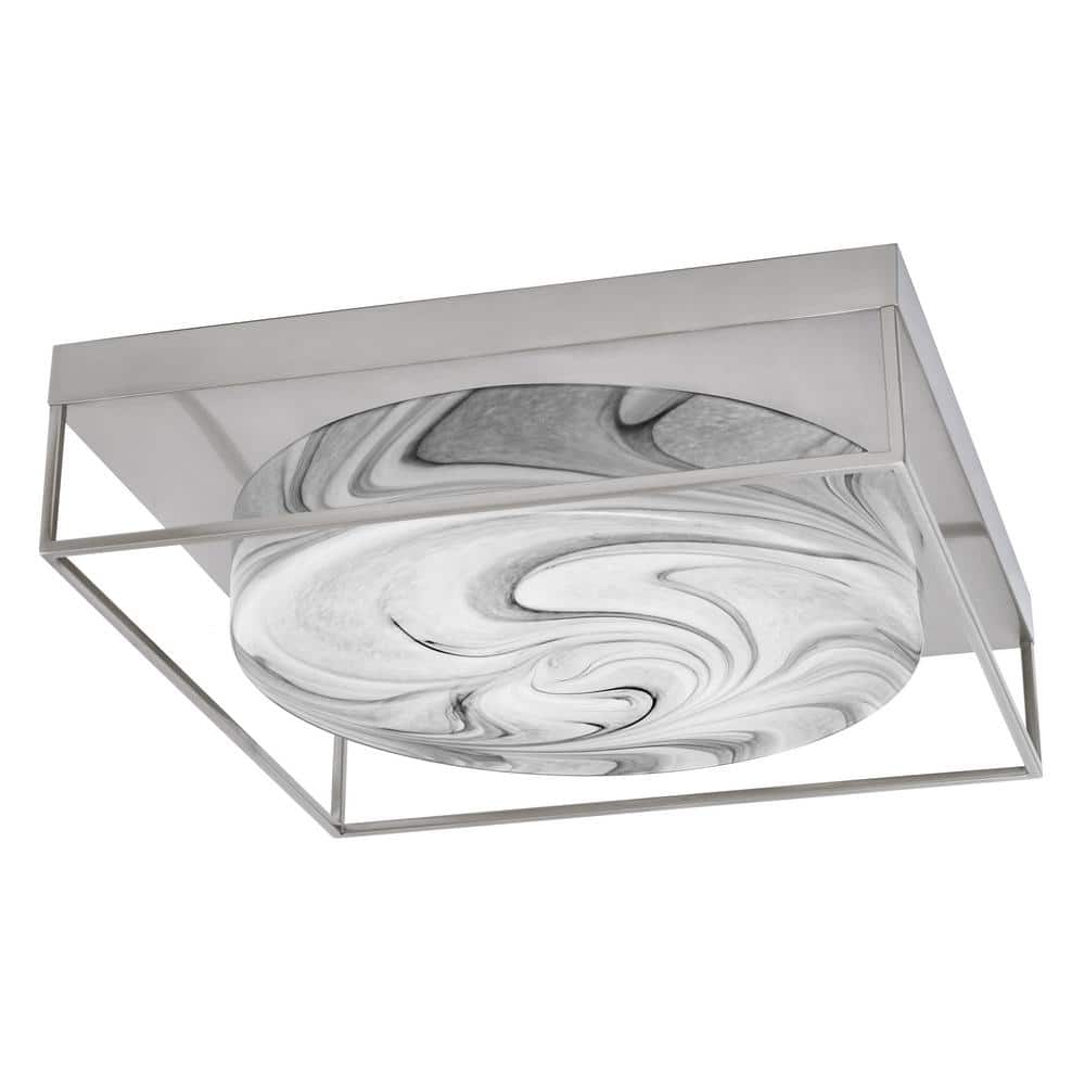 ◆タチカワ◆バーチカルブラインド◆W3120×H1890◆O-2508BL8◆ Ashland 18 in. 4 Light Brushed Nickel Flush Mount with Onyx Swirl