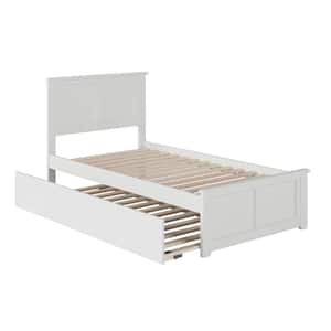 Madison Twin Platform Bed with Matching Foot Board with Twin-Size Urban Trundle Bed in White