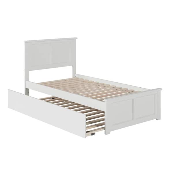 AFI Madison Twin Platform Bed with Matching Foot Board with Twin-Size Urban Trundle Bed in White