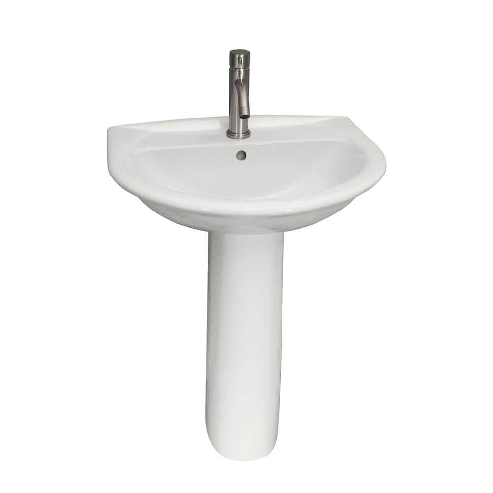 Karla White Vitreous China 22'' Pedestal Bathroom Sink with Overflow