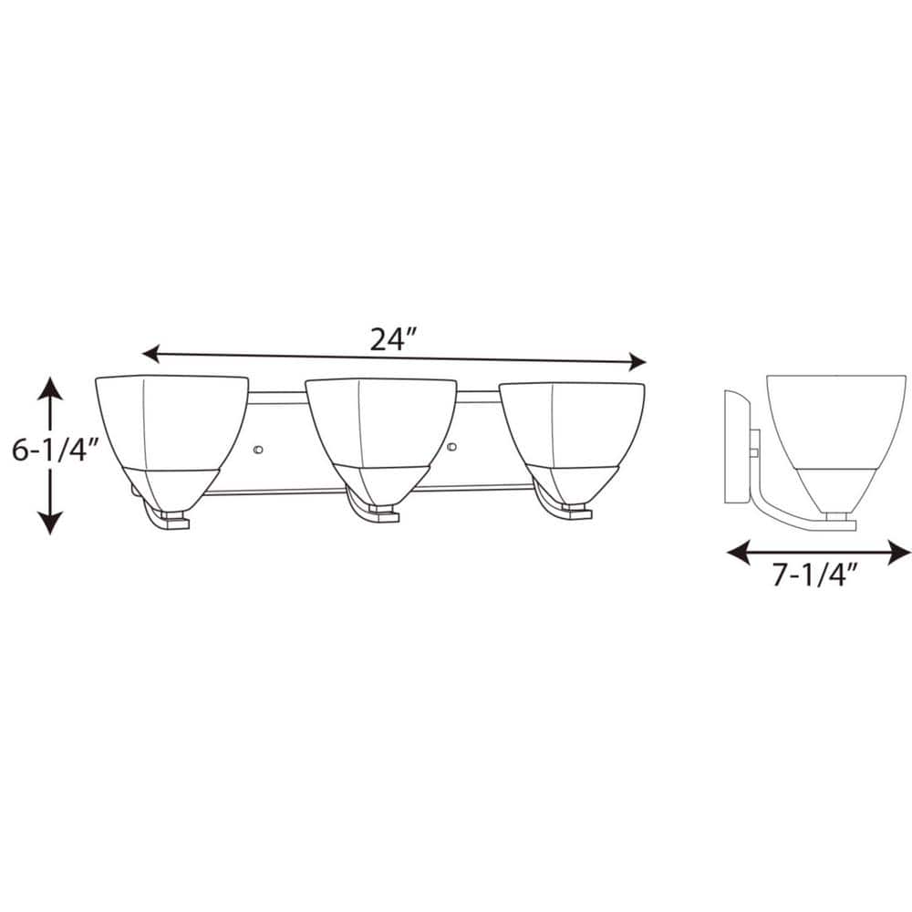 Brushed Nickel 3-Light Bath Vanity with Etched White Glass Shades