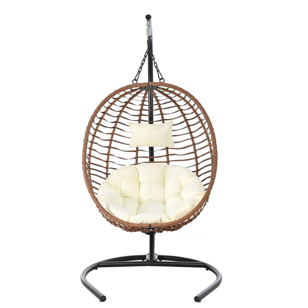 37.8 in. 1-Person Brown and Beige Patio Swing with Adjustable Anti-Slip Feet price history on PriceWatchPro