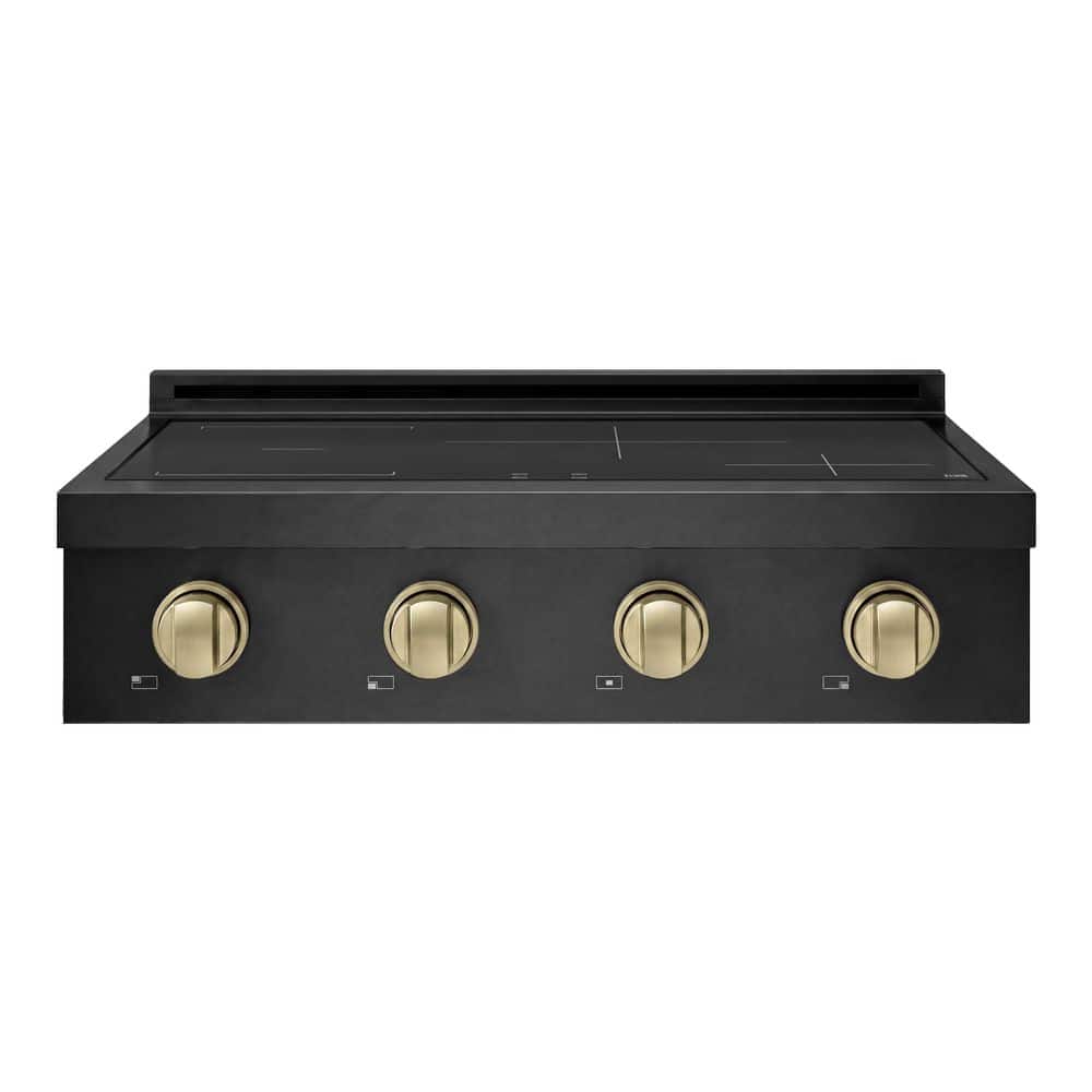 Autograph 30 in. Paramount Induction Electric Rangetop 4 Element Glass Cooktop in Black Stainless Steel and Champagne