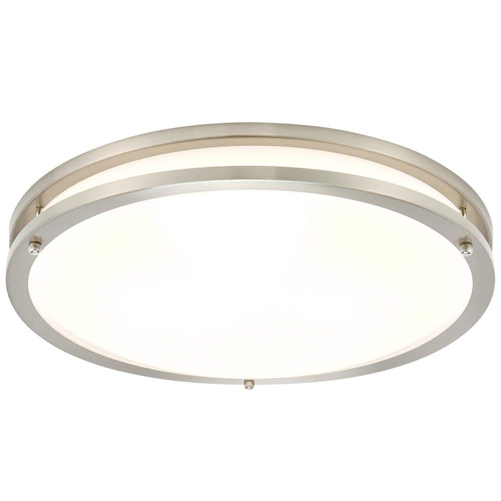 16-Inch Satin Nickel LED Flush Mount Ceiling Light
