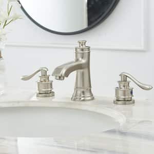 8 in. Widespread 2-Handle Bathroom Faucet With Pop-up Drain Assembly in Spot Resist Brushed Nickel