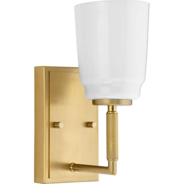 Progress Lighting Spenser Collection 1-Light Brushed Gold Industrial Vanity Light