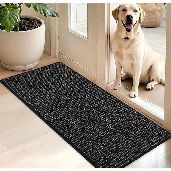 Black 20 in. x 48 in. Dirt Trapper Door Mat-Washable, Non-Slip