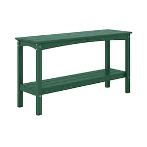 Laguna Outdoor Patio Bar Console Table with Storage Shelf Dark Green