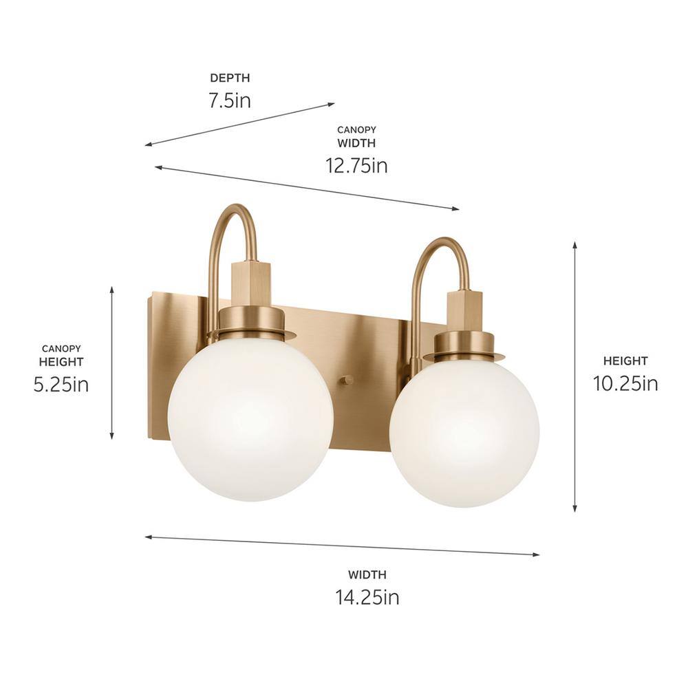 Champagne Bronze 14.25" 2-Light Vanity with Opal Glass