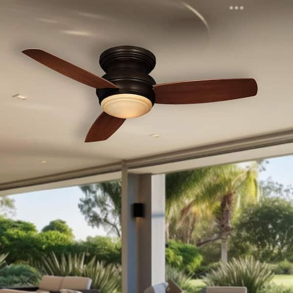 Traditional Concept 44 in. Integrated LED Indoor/Outdoor Oil Rubbed Bronze Ceiling Fan with Light with Wall Control