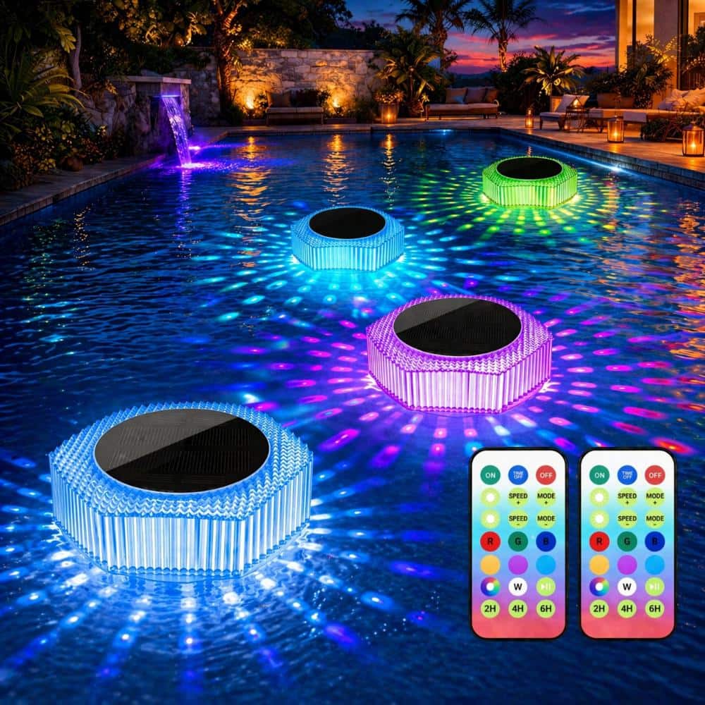 4 Pack Solar Floating Pool Lights RGB Waterproof Color Changing LED Lights Remote Control Pool Pond Garden Decor price history on PriceWatchPro