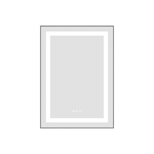 28 in. W x 20 in. H Rectangular Aluminum Frameless LED Anti-Fog Dimmable Wall Mount Bathroom Vanity Mirror in Gun Ash