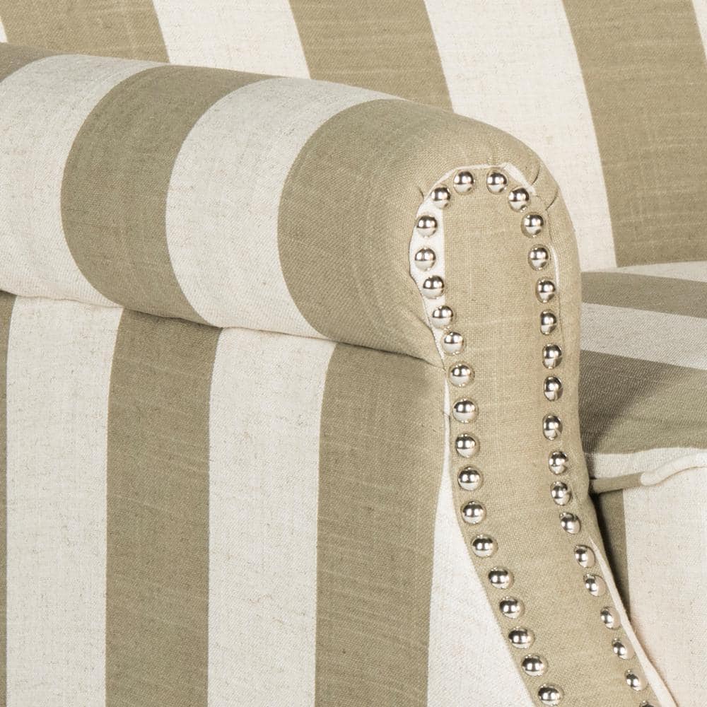 Easton Olive and White Striped Faux Leather Club Chair