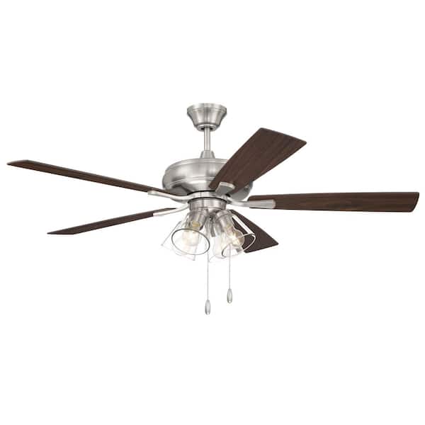 CRAFTMADE Eos Clear 4 Light 52 in. Indoor Dual Mount Brushed