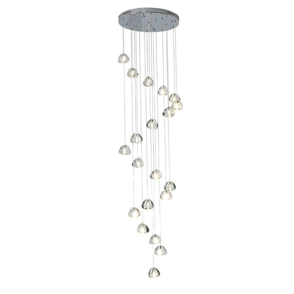 UMEILUCE 20-Light Modern LED Chandelier Crystal Shade Pendant for Stair ...