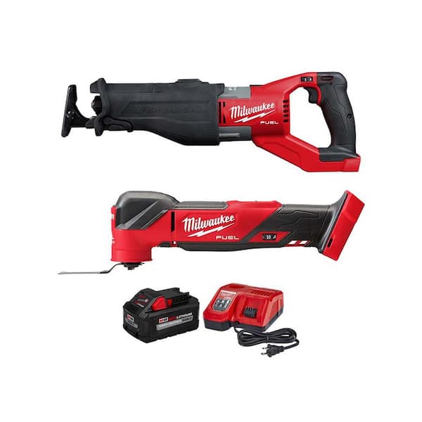 Milwaukee M18 FUEL 18-Volt Lithium-Ion Brushless Cordless Super Sawzall Orbital Reciprocating Saw W/Multi-Tool & 8.0Ah Starter Kit