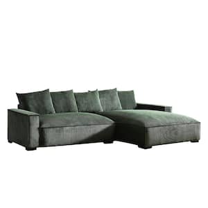 US Pride's Collection 107 in. Arm Velvet L Shaped Leather Modern Luxe Feather Sectional Sofa in Dark Green