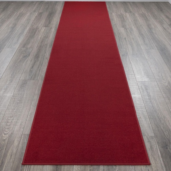 Sweet Home Stores Non-Slip Rubberback Modern Solid 2x5 Indoor Runner Rug, 20 inch x 59 inch, Red