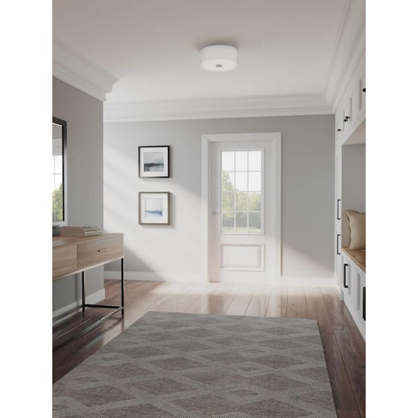 Inspire Collection 13 in. Brushed Nickel Integrated LED Transitional Bedroom Ceiling Light Drum Flush Mount