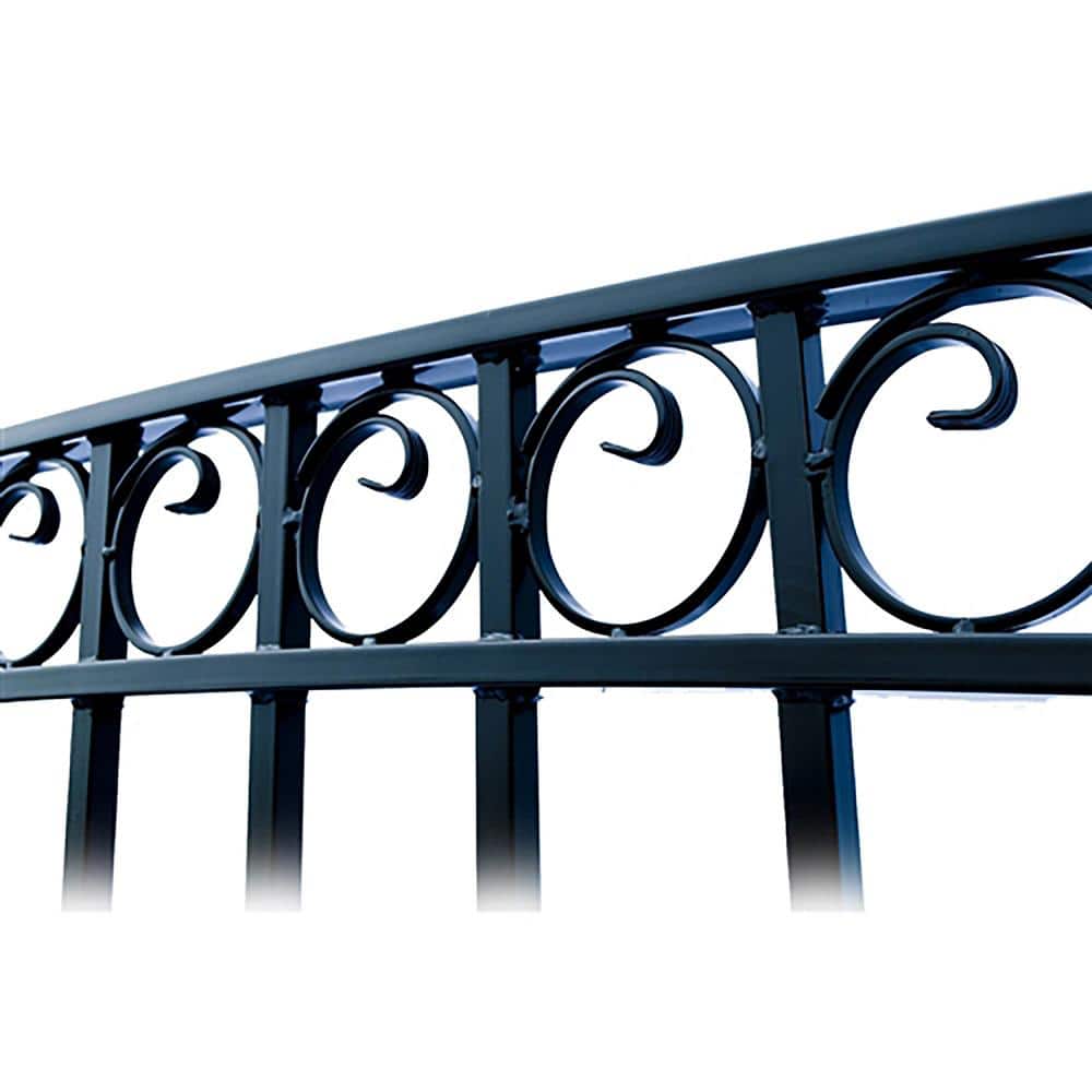Paris Style Black Steel Dual Swing Driveway Gate with Pedestrian Gate