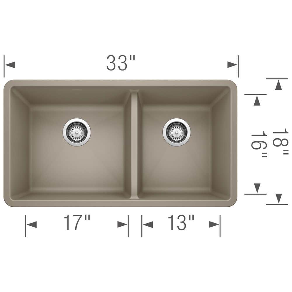 Truffle Stone Double Bowl 33" Undermount Kitchen Sink