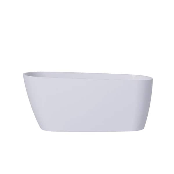 JimsMaison 58.5 in. x 28.08 in. Acrylic Freestanding Soaking Bathtub in Glossy White