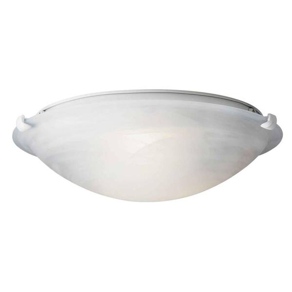 Forte Lighting 2-Light White Flushmount with Marble Glass