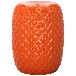 Calla Orange Ceramic Garden Stool