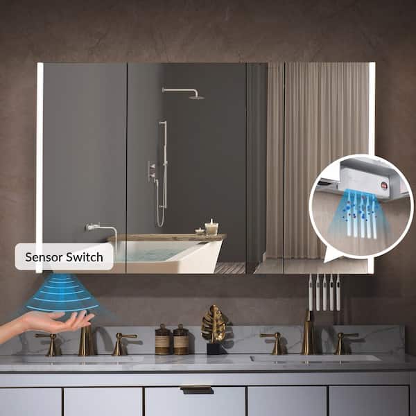 48 in. W x 30 in. H Surface-Mount Bathroom Medicine Cabinet with Mirror