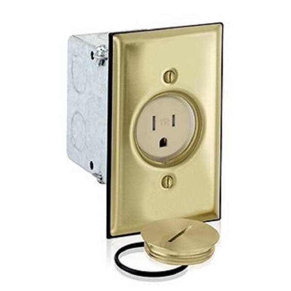 Leviton 15 Amp Commercial Grade Tamper Resistant Single Outlet Floor Box Ivory Br 5249 Tfb The Home Depot Leviton 15 Amp Commercial Grade Tamper