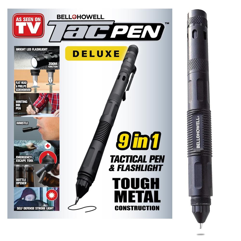 Bell + Howell Tac Pen, 9 in. 1 Aluminum 30 Lumens Tactical Pen and  Flashlight 7260 - The Home Depot