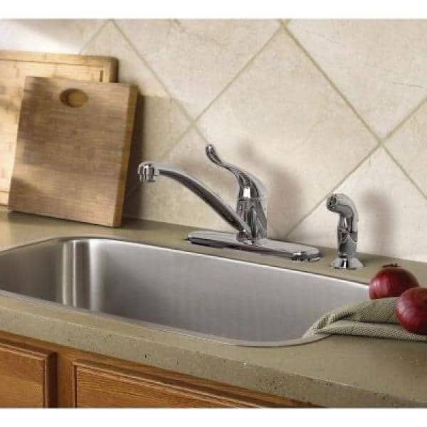 Adler Single-Handle Low Arc Kitchen Faucet in Chrome Side Sprayer